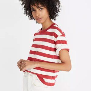 Madewell Striped Boxy Crop Tee